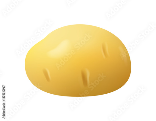 Potatoes vegetable for dieting and nutrition. Vector 3d isolated icon of veggie food ingredient. Tasty basic produce for soups and salads. Ecologically and organically grown product from farm