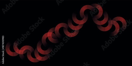 Abstract glowing circle lines on black background. Geometric stripe line art design. Modern shiny red lines. Futuristic technology concept. Suit for poster, cover, banner, brochure, website