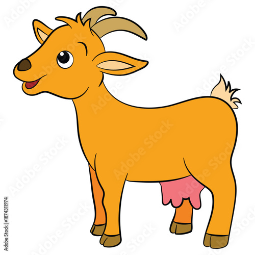 Cartoon style goat illustration art cheerful