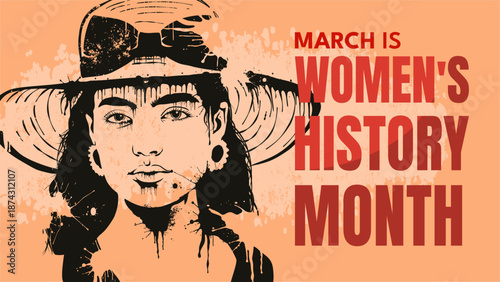 March is women's history month banner, vector illustration