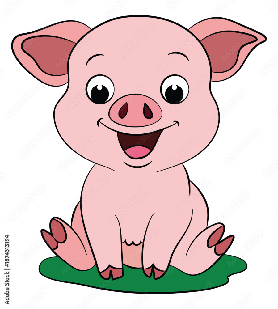 Fototapeta premium A smiling pig isolated on white background