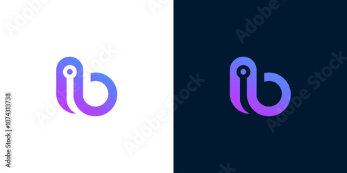 Modern abstract 'b' letter logo design, symbolizing connectivity and innovation