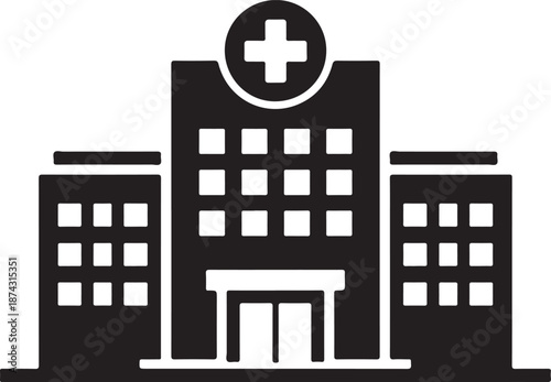 Hospital Building Silhouette Icon Vector