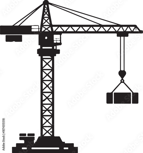 Construction Crane Silhouette Icon Vector