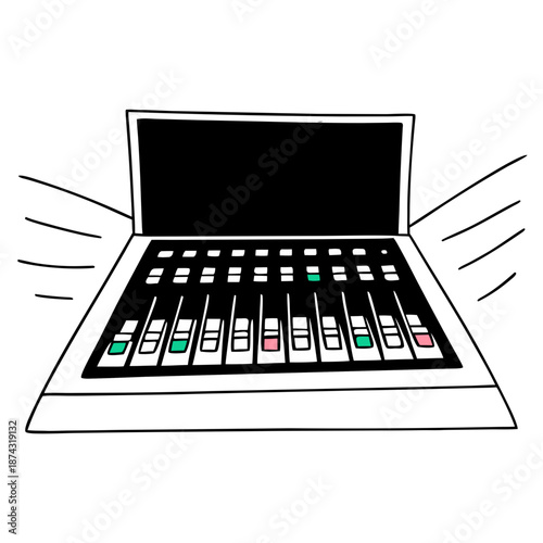 Digital audio mixer with multiple sliders in minimalist style  