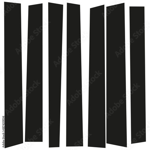 Vertical stripe icon. Black line vector. Barcode shape art. Abstract fence.