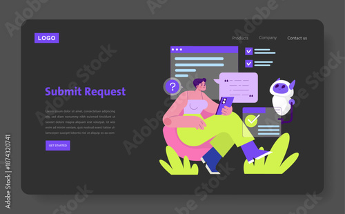 Online Submission Concept Vector Illustration with Chatbot