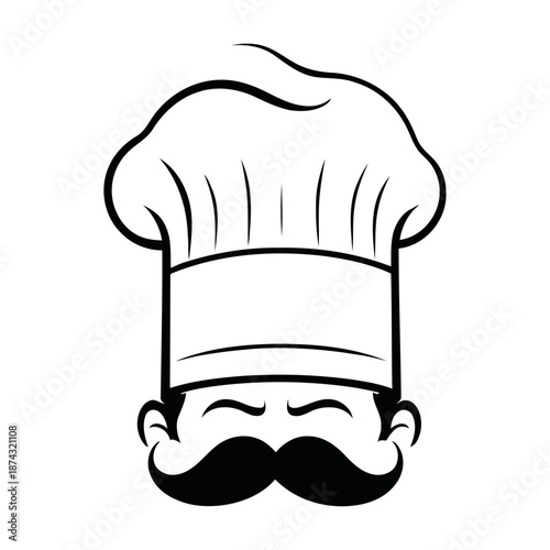 Professional chef head silhouette vector with hat and moustache for restaurant menus food service logos and hospitality industry branding