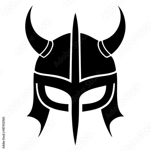 Spartan viking helmet logo frontal silhouette vector for gaming character design historical reenactment branding and warrior-themed merchandise