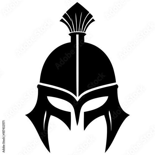 Spartan helmet logo vector frontal silhouette for military history branding strength training marketing and leadership development programs