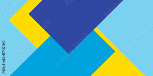 Abstract blue and yellow color paper geometry composition background