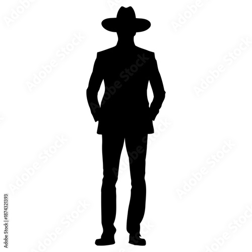 Casual hat wearing man silhouette front view vector for everyday fashion branding lifestyle products and approachable marketing content
