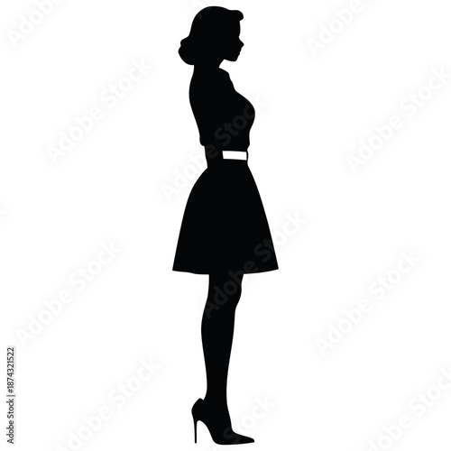 Pencil skirt silhouette professional woman side profile vector for business attire branding corporate fashion and executive image marketing