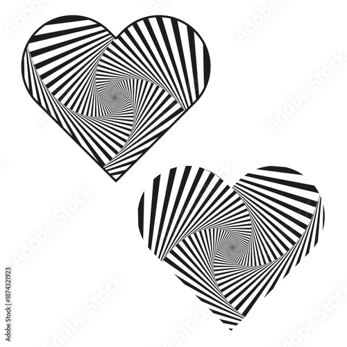 Heart optical pattern. Love illusion Vector. Abstract romance art. Valentine shape.