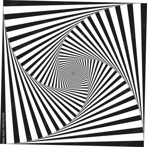 Square tunnel pattern. Optical illusion Vector. Hypnotic art shape. Abstract depth.