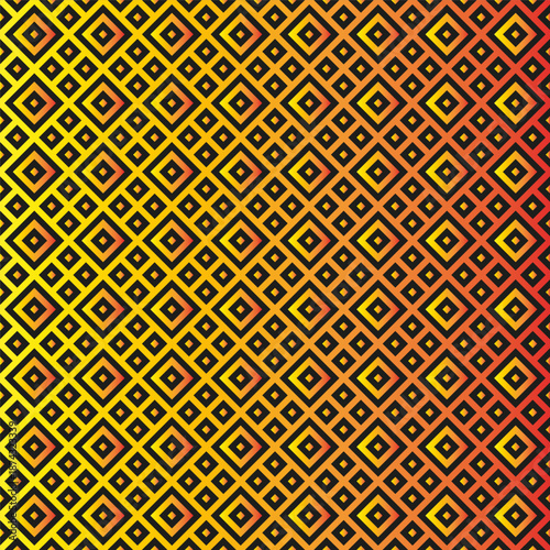 Geometric diamond pattern. Red yellow vector. Abstract rhombus tile. Seamless texture art.