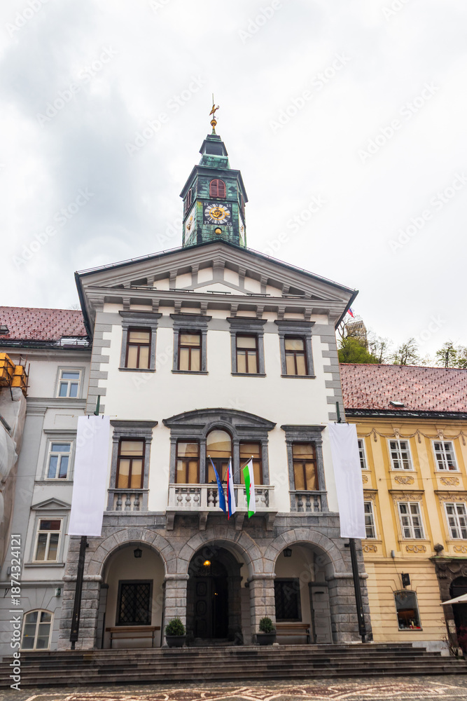 Fototapeta premium Ljubljana Town Hall at the Town Square, Slovenia