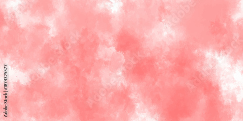 Abstract pink watercolor paint background. Soft pink cloud texture. Hand drawn digital art background with cloudy smoke. Watercolor stain on a transparent background.
