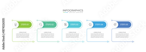 Business infographic template. 5 Step timeline journey. Process diagram, Infograph elements vector illustration.	