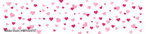 Pink hearts illustration on a white background - love heart for valentines day background - design banner