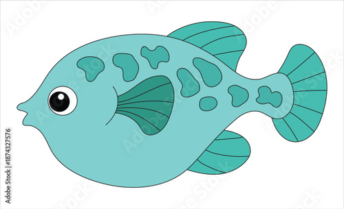 Fat puffer fish isolated on white background