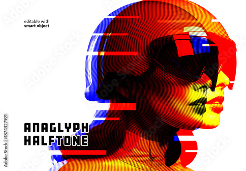 Anaglyph Halftone Photo Effect