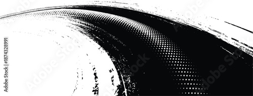Abstract black grunge halftone curve background, distressed ink dot texture for urban graphic design and overlay