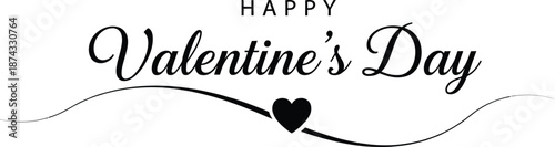 Happy valentines day typography design with heart and ribbon