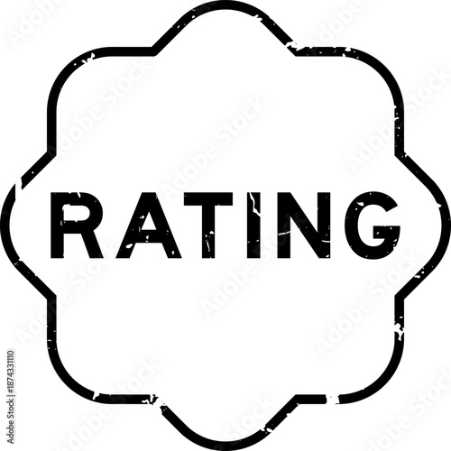 Grunge black rating word square rubber seal stamp on white background