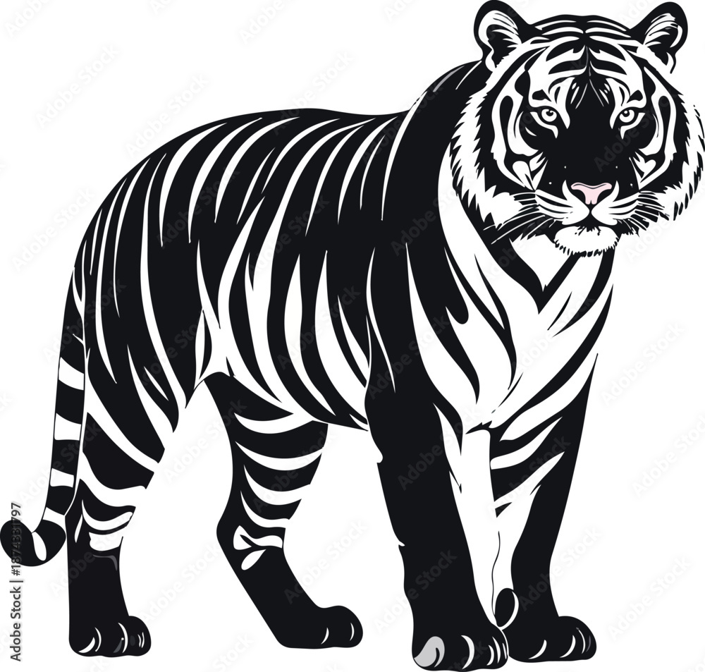 Fototapeta premium Tiger Silhouette Vector Illustration