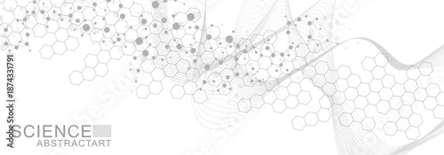 Structure molecule and communication Dna, atom, neurons. Science concept for your design. Connected lines with dots. Medical, technology, chemistry, science background. illustration.