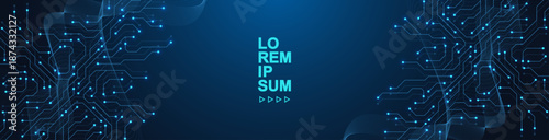 Circuit board digital abstract background. Motherboard technology texture design. AI semiconductor and computer processor on tech bg. Vector illustration