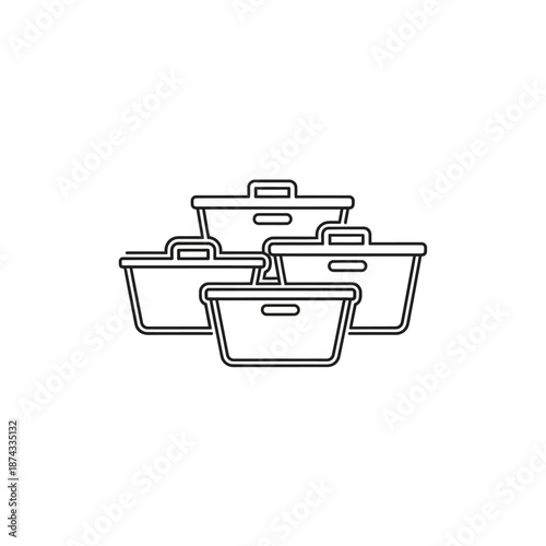 Set of shopping baskets, retail, grocery, store, online shopping, e-commerce, consumerism