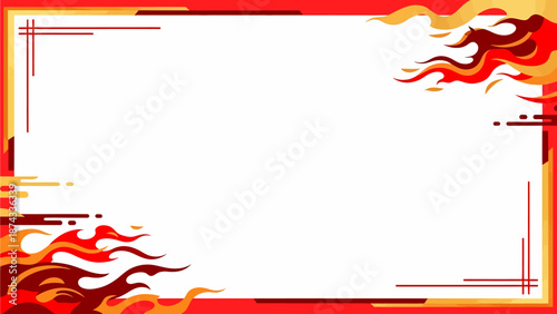 A vibrant red and orange fiery frame background with abstract flame patterns in the corners, suitable for certificates or presentations.