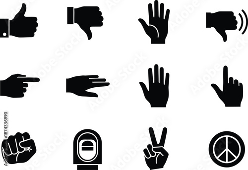 Emoji hand gestures and symbols collection thumbs up down peace sign and more