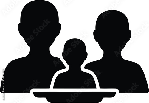 Family silhouette dining together Vector