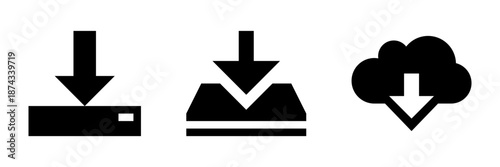 download icon vector illustration on white background. white download icon. icon set.