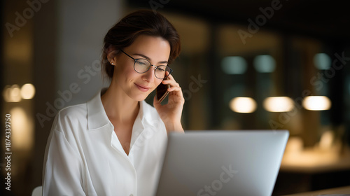 An HR assistant verifying employment references over the phone, checking dates and roles before finalizing a candidate’s profile — recruitment verification and workplace due diligence. cinematic