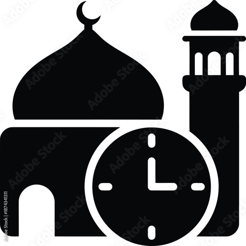 Islamic mosque clock icon Vector