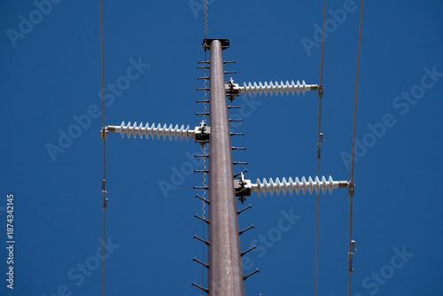 Detail of a high voltage electric power pole