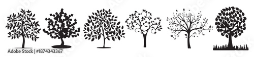  dead and dry tree silhouettes collection set illustration 
