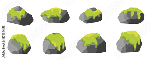 element of mountain and forest set of rocks with grass