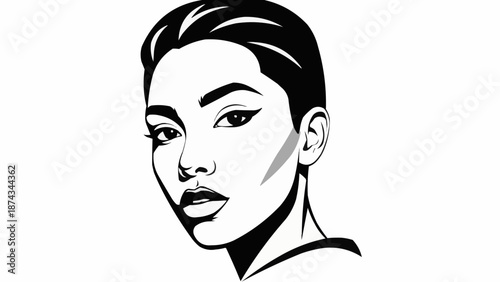Stylized Portrait of a Young Woman with Short Hair.
