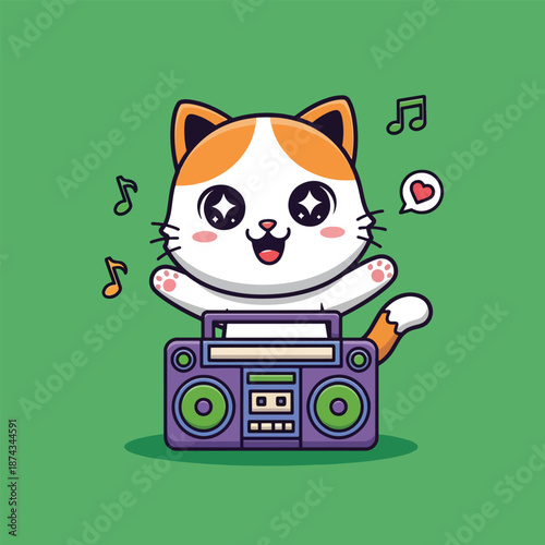 Cat Dancing to Music from Boombox.