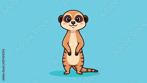 Cute Meerkat Standing Cartoon Vector Illustration.