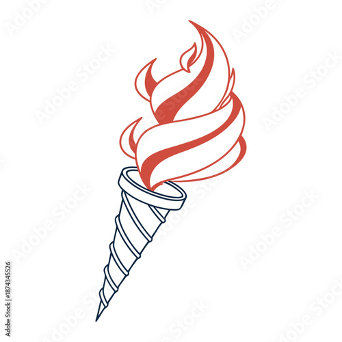 Stylized Vector Torch Icon Red Swirling Flame Illustration