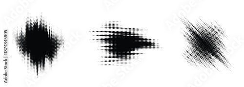 glitch halftone element set dotted textured geometric form