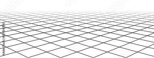 fading diagonal wireframe grid vanishing checkered tile