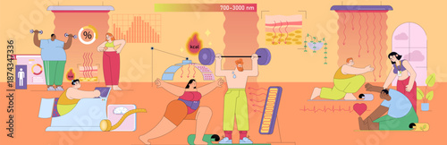 Fitness and Wellness Activities Vector Illustration