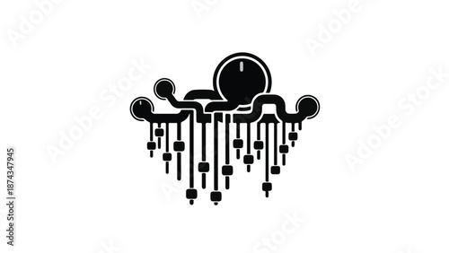 Abstract circuit board illustration with flowing connections